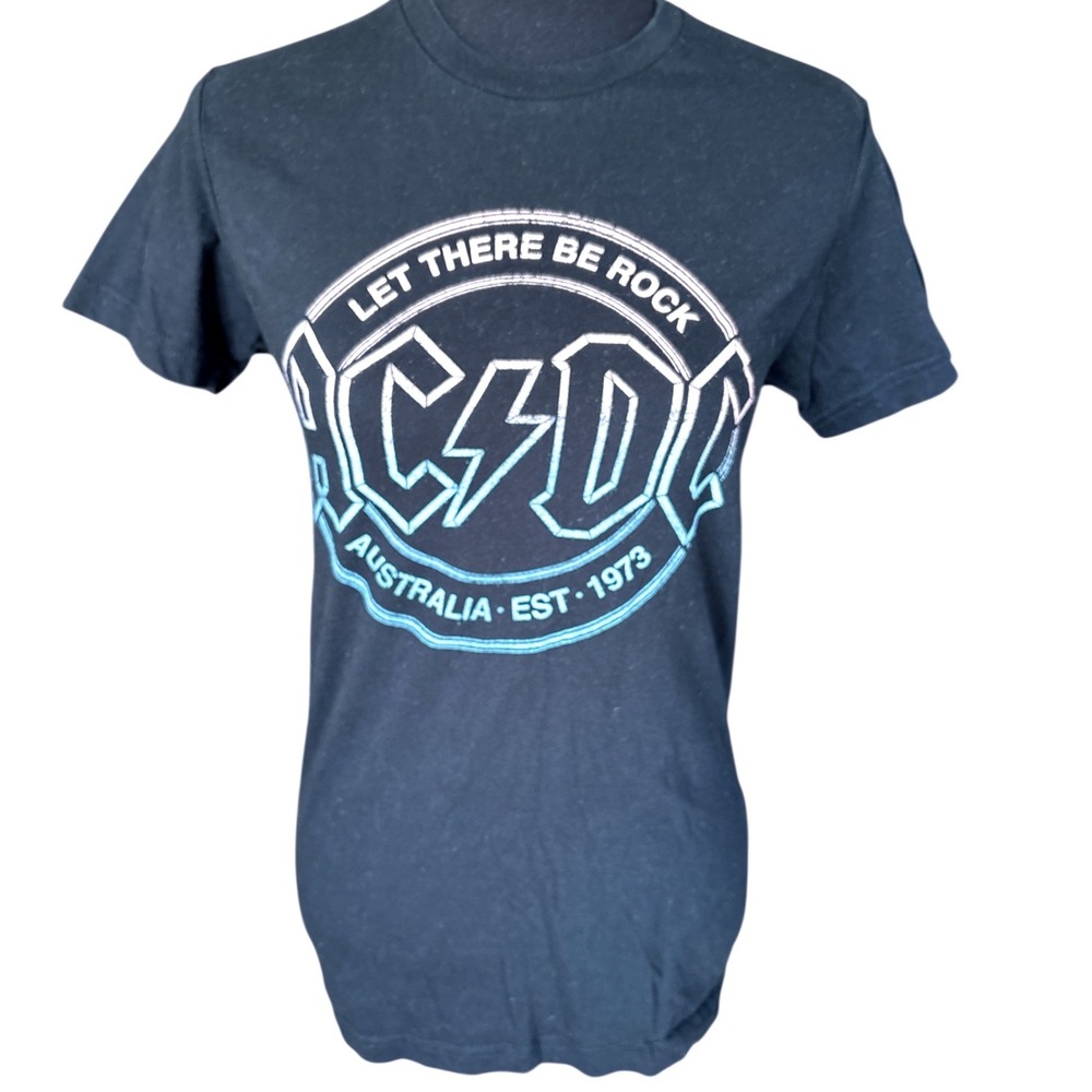 AC/DC Let There Be Rock, Australia 1973, Black Short Sleeve Graphic Tee, Small